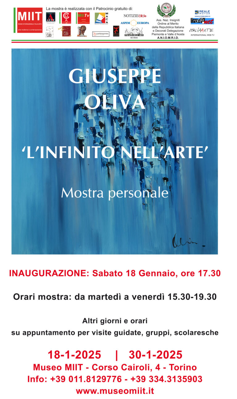 ‘GIUSEPPE OLIVA: L’INFINITO NELL’ARTE’ – DAL 18 AL 30 GENNAIO 2025